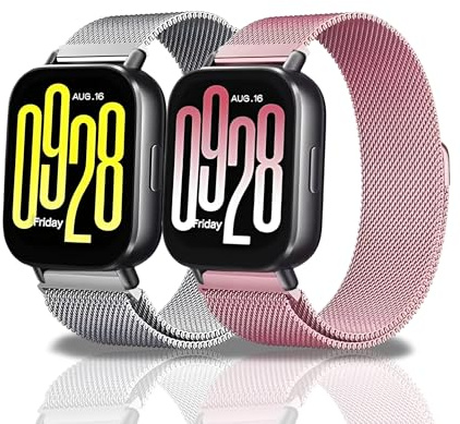 Generico Cinturino in Metallo 22 MM Compatibile con Xiaomi Redmi Watch 5 Active/5 Lite, Maglia di Acciaio Inossidabile Cinturino Magnetico Sostitutivo Regolabile