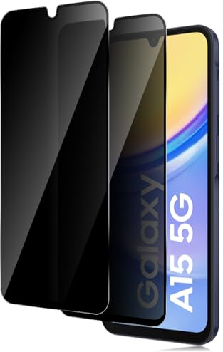 TuFun Schutzfolie für Samsung Galaxy A34 / A15 5G für Panzerglas Sichtschutz, [2 Stück] Privacy Displayschutz, 9H Härte Sichtschutzfolie, Anti-Spähen, Blasenfreie Anti-Spy Schutzglas
