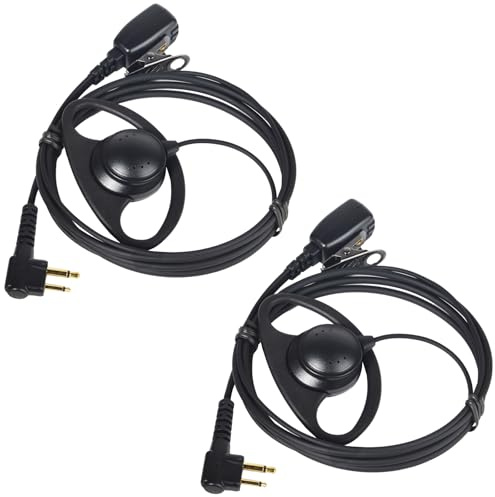 YNIBST Oreillette pour Radio de Forme en D avec Microphone PTT | Écouteur pour Talkie Walkie Compatible avec Motorola 2 Broches, pour CP040 DP1400 GP68 GP88 GP300 GP600 (Lot de 2)