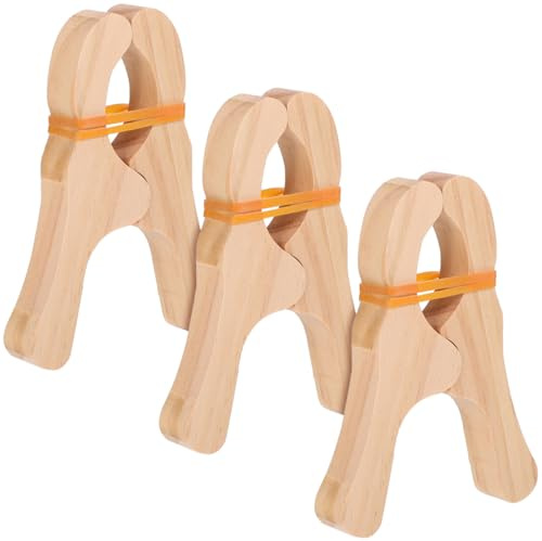 BELLIFFY Pinzas de madera 3 piezas grandes pinzas de juego para niños para construir fuertes fijar mantas, toallas de playa y ropa para interiores y exteriores