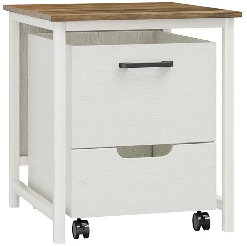 EOSVALO Mini-Kühlschrank Ständer mit Schublade – 2-in-1 multifunktionaler Aufbewahrungsschrank mit verschließbaren Rädern, Multifunktionaler Rollcontainer für Schlafzimmer, Büro, WG & Wohnzimmer,Weiß