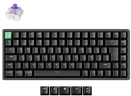 Keychron K2 HE Teclado Inalámbrico Español, 2,4 GHz y Bluetooth 5.2, Programable, Interruptores Magnéticos de Efecto Hall, 75% ISO-ES Teclado Gaming para Mac y Windows, Edición Estándar - Negro
