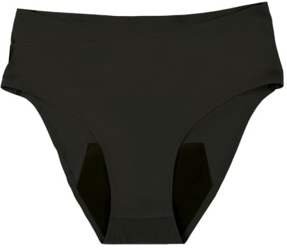 doomoo Culotte Post Accouchement et Menstruelle Flowly - Ultra Absorbante Jusqu'à 12h (équiv. 5 tampons) – Idéale Flux Abondant – Confort Sans Couture – Coton Oeko-Tex – Lavable, Taille L/XL/2XL, Noir