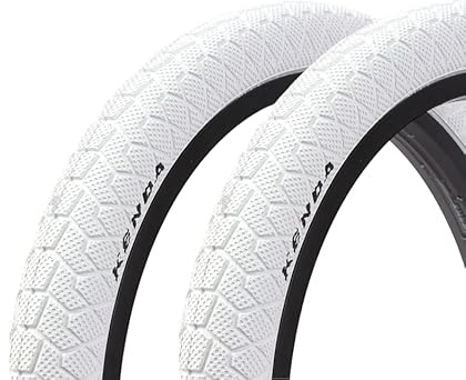 Kenda BMX Reifen Set 20 x 1,95 Zoll – ca. 610 g – Drahtreifen – cleanes Design – Park & Street – weiß – 1 Paar