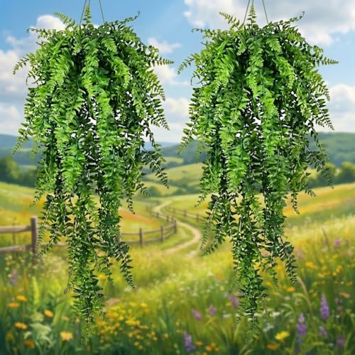 Snugcore 2 Pack Reptile Plants, Artificial Hanging Vines Plants, Artificial Leaves Reptile Habitat Decorations for Bearded Lizards Dragons Snake