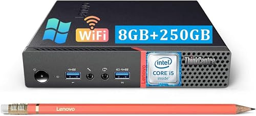 Lenovo ThinkCentre M900 Tiny Mini Ordinateur PC, Intel Core i5-6500T, 8 Go de RAM, SSD de 250 Go, Bluetooth & Wi-FI, Clavier américain (QWERTY), Windows 11 Pro (Reconditionné)