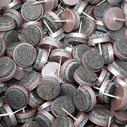 Adsamm® / 100 x Filzgleiter mit Nagel / Braun / Ø 20 mm / rund / Möbelgleiter mit Stift in Premium-Qualität
