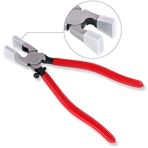 Swpeet Heavy Duty Key Fob Pliers Tool, Metal Glass Running Pliers With Curved Jaws and Rubber Tips - Perfect for Key Fob Hardware Install and Stained Glass Work