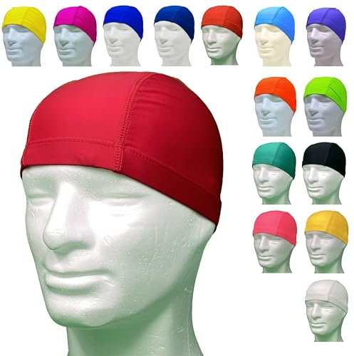 Gorros de natación Profesionales de Licra hipoalergénico sin látex ni Silicona – Gorro de Piscina Unisex - Acquagym para Adultos y jóvenes - Cantidad 1-20 - 50 Piezas (Cantidad 1 Pieza, Rojo)