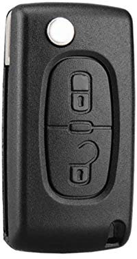 Heart Horse - Carcasa de 2 Botones con Mando a Distancia abatible Compatible con Peugeot 107207307 307S 308407607 2BT Citroen C2 C3 C4 C5 C6 C8 Xsara CE0523 (con Ranura con Soporte de batería)