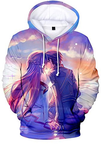 WANHONGYUE Anime Sword Art Online Kirito SAO 3D Digitaldruck Kapuzenpullover Hoodie Cosplay Kostüm Pulli Sweatshirt Tops Mäntel 5 L