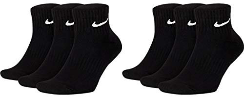 Nike 6 Paar Herren Damen Kurze Socke Knöchelhoch Weiß Schwarz Sparset SX7667 Everyday Cotton Cushioned Ankle Sportsocken Größe 34 36 38 40 42 44 46 48 50, Farbe:Schwarz, Sockengröße:42-46