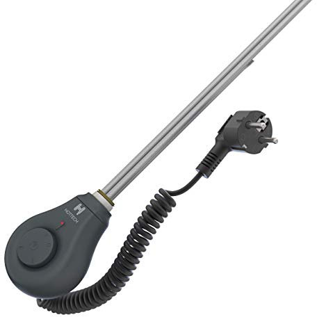 HOTTECH - Heizstab für Badheizkörper DROPplus, Tauchsieder 600 Watt, Heizelement mit Wasser und Lufttemperaturregelung für Handtuchheizkörper und Badheizkörper, Hergestellt in der EU - Schwarz