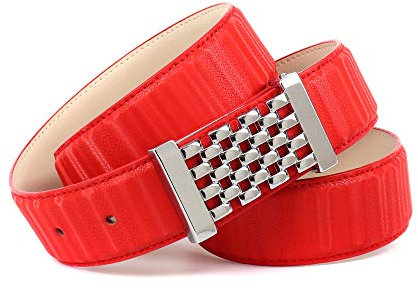 Anthoni Crown Damen Ledergürtel Gürtel, Rot, 80