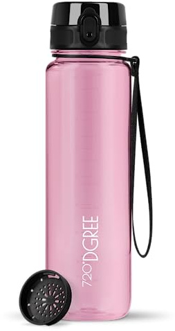 720°DGREE Trinkflasche ”uberBottle” – BPA-Frei, 6 Größen, über 40 Farben | Leichte Premium Tritan Sportflasche mit Sieb - Wasserflasche für Sport, Kinder, Schule, Fahrrad, Büro, Uni, Outdoor, Alltag