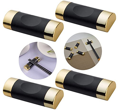 4 PCS Chopsticks Rests Holders Alloy Chopstick Rest Spoon Fork Knife Holder Golden Ruyi Chopstick Holder Mirror Polished Chopstick Rest Durable Exquisite Tableware for Home Kitchen or Restaurant
