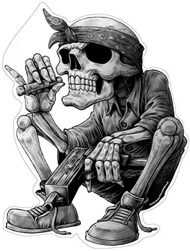Gangster Hip-Hop Aufkleber XL ca. 25x19 cm Sticker Rap Musik Skelett Skull Schädel Rapper Cool Bandana Zigarre