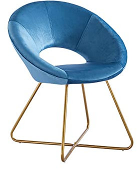 Home Deluxe - Esszimmerstühle Samt SELESA - Farbe: Blau, Bezug: Samtstoff, Gestell: Gold, pulverbeschichtetes Metall, max. 120 kg I Rundsessel, Küchenstuhl, Wohnzimmerstuhl, Polsterstuhl, Stuhl