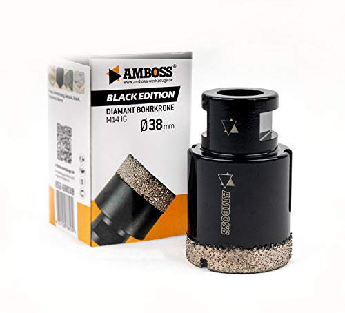 Amboss - Diamant Bohrkrone 38 mm (M14) für Winkelschleifer | Geeignet für Feinsteinzeug, harte Fliesen, Granit etc.