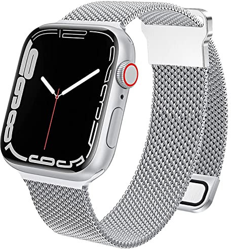 Issinlky metallo Cinturino compatibile con Apple Watch 42mm 44mm 45mm 49mm, magnetico milanese in maglia di acciaio inossidabile cinturino per iWatch Series 8 7 6 5 4 3 2 1 SE