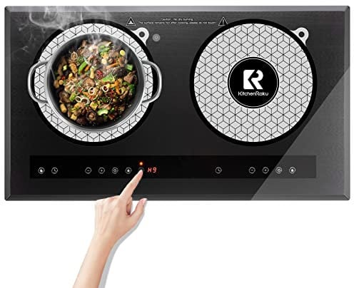 KitchenRaku 2 Pièces Protection Plaque Induction,Protection Plaque de Cuisson Magnétique, Protege Plaque Induction Silicone Anti-rayures Pour Cuisinière à Induction (20cm, blanc)