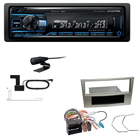 Alpine UTE-204DAB 1 DIN Autoradio DAB+ Bluetooth USB AUX-IN passend für Opel Astra H Twin Top 2006-2010 Satin Stone