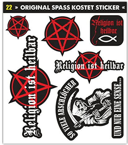 Spaß Kostet Sticker Set Religion ist heilbar Gothic Sprüche Aufkleber