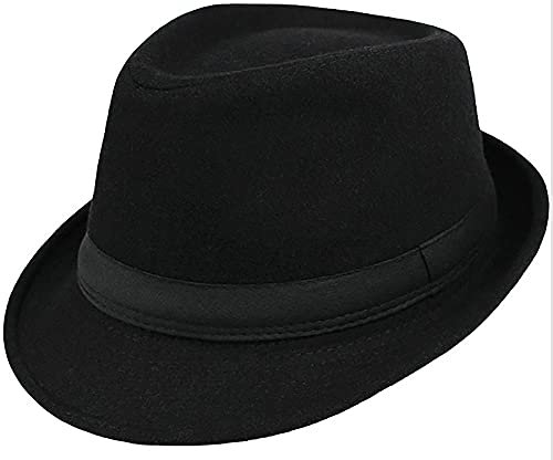 INOGIH Classic-Fedora - Sombreros para hombre de Tesa Corta Manhattan- Fedora-Trilby Hat Jazz cap, Negro , M