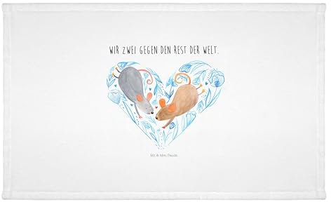 Mr. & Mrs. Panda 50 x 100 Handtuch Mäuse Herz - Geschenk, Kinder, Freund, Badehandtuch, Lieblingsmensch, Love, verheiratet, Liebespaar, für Immer,