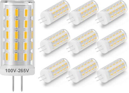 Yosenmi 100V-265V High Voltage G4 LED Bulb 5W, 40W Halogen Equivalent, 3000K Warm White, Non-Dimmable G4 Light Bulb 10-Pack