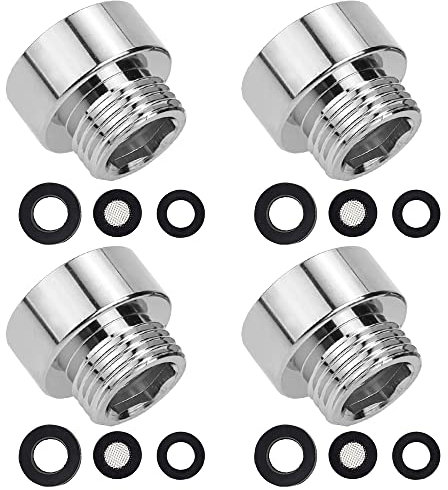 YPLonon Reduzierstück 3/4 Zoll Innengewinde auf 1/2 Zoll Außengewinde 4 Stück Verchromter Adapter Anschlussstück Wasserhahn Adapter mit Gummidichtung für die Rohr Umwandlung und Verbindung