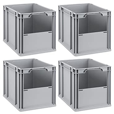 SuperSparSet 4x Eurobox NextGen Insight | HxBxT 32x30x40cm | 30 Liter | Front offen | Eurobehälter, Transportbox, Transportbehälter, Stapelbehälter