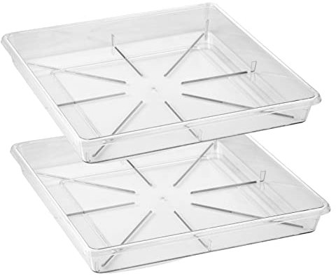 ECOMACETAS FLOWERPOT STORE Plato Maceta Cuadrado de Plástico Transparente. Plato Transparente de plástico para Macetas. (2, 27cm)