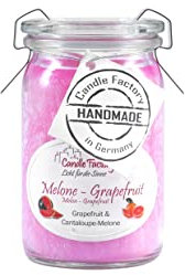 Candle Factory Baby Jumbo Duftkerze aus pflanzlichem Stearin im hitzebeständigen Glas der Marke Weck®, bis zu 20h Brennzeit, Duft: Melone-Grapefruit
