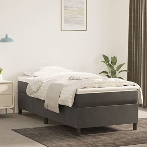 INLIFE Boxspringbett Dunkelgrau 90x200 cm Samt,Grau,23.7KG