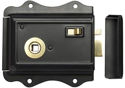 Old English Victorian Style Latch Lock Snib + Ebonised Bun Rim Door Knob Set (Rim Lock Only)