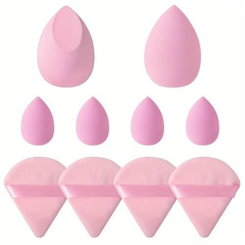 10Pcs Makeup Puffs & Beauty Blenders (Light Pink)