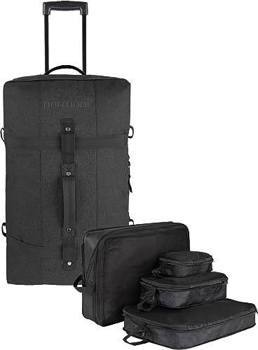 normani Reisetasche 125 L Reisetrolley mit Rollen mit 4 Kleidertaschen Farbe Schwarz
