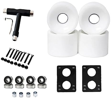 Xptieeck 80A Skateboard- mit Lagern Longboard PU- Cruiser- Street Upgrade, Weiß