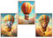 GrowArt - Premium Poster Set im A3-Format - Märchenhafte Tiere im Heißluftballon fliegen, perfekt für das Kinderzimmer. Buntes Bild. Drei Fotos, die eine Komposition ohne Rahmen bilden.