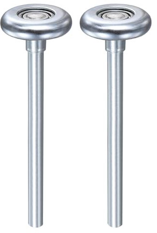 QUARKZMAN 2pz Rulli per Porte da Garage in Acciaio da 1.8 per Binario da 2, Ruote a Rulli con Asta Lunga da 7, Cuscinetto di Precisione con 10 Sfere, Tonalità Argento