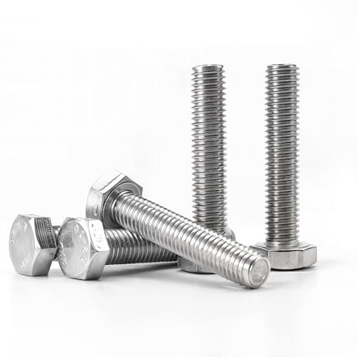 5 pz/lotto M10x1.25 Filettatura Fine Hex Rod Bulloni - Din933 Dimensioni standard: Diametro filettatura: M10 - Lunghezza: 50mm - Passo filettatura: 1,25 mm (colore argento, materiale: acciaio