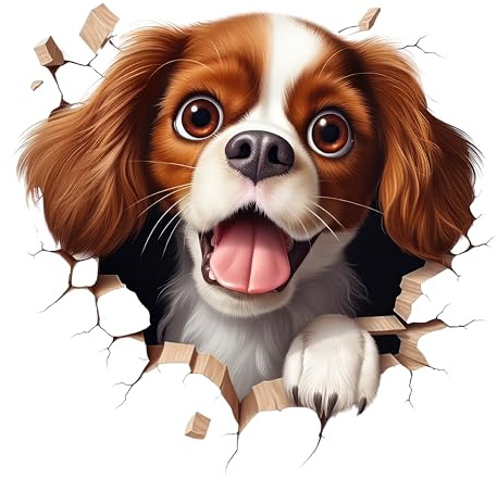 GRAZDesign Wandtattoo Hund Wanddurchbruch Wandriss lustiges Motiv, Wandaufkleber Kinderzimmer, Wohnzimmer, Flur - 30x30cm