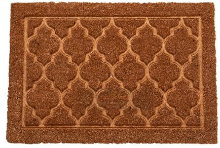 PARADISE STAR Coir Door Mat Welcome Modern Designs Mats Natural Coir Non-Slip Indoor Outdoor 40cm x 60cm (Embossed Design)