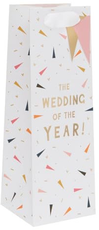 Glick Luxury Bottle Gift Bag, Wedding of the Year, White &Multi