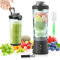 Blender Portable, XPJBKC 600ml Mixeur Portable, Mini Blender Smoothie, Smoothie Mixer Portable avec Couvercle de Gobelet,6 Lames et Brosse,Sans BPA,Mini Blender Portable pour Smoothie Milk-Shake Fruit