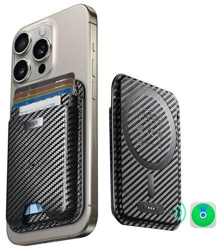 ESR for MagSafe Wallet with Find My Functionality, 5 Cards Holder, RFID Blocking, Strong Magnetic Wallet Tracker, for iPhone 16/15/14/13/12 Series, Not 13/12 Mini, Black Carbon Fiber