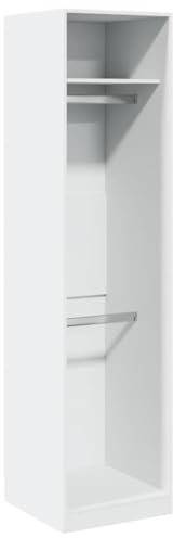 vidaXL Wardrobe Hall Closet Clothes Storage Organizer White Engineered Wood - Modern Compact Armoire with Ample Space for Bedroom or Entryway - 50x50x200 cm