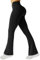 Friptspyg Damen Hose mit Taschen High Waist Yogahose Causal Jogginghose Elastische Sporthose Outfit Weite Bootcut Flared Leggings, Schwarz 2XL