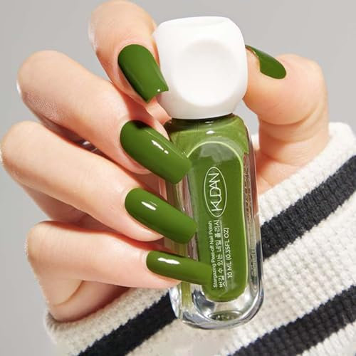 Green Nail Polish - Green Nail Varnish - Quick Dry Grass Green Sage Green Nail Polish - Breathable Long Lasting Holographic Nail Polish - Non Toxic No UV Needed Nail Paint Nail Art Manicure (10ml)